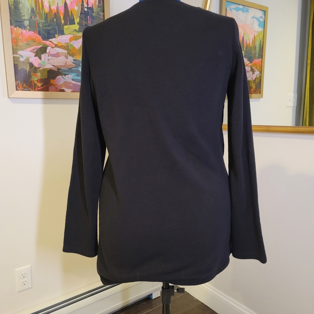 Elegant Black Drape Sweatshirt Size XL - Picture 2 of 3